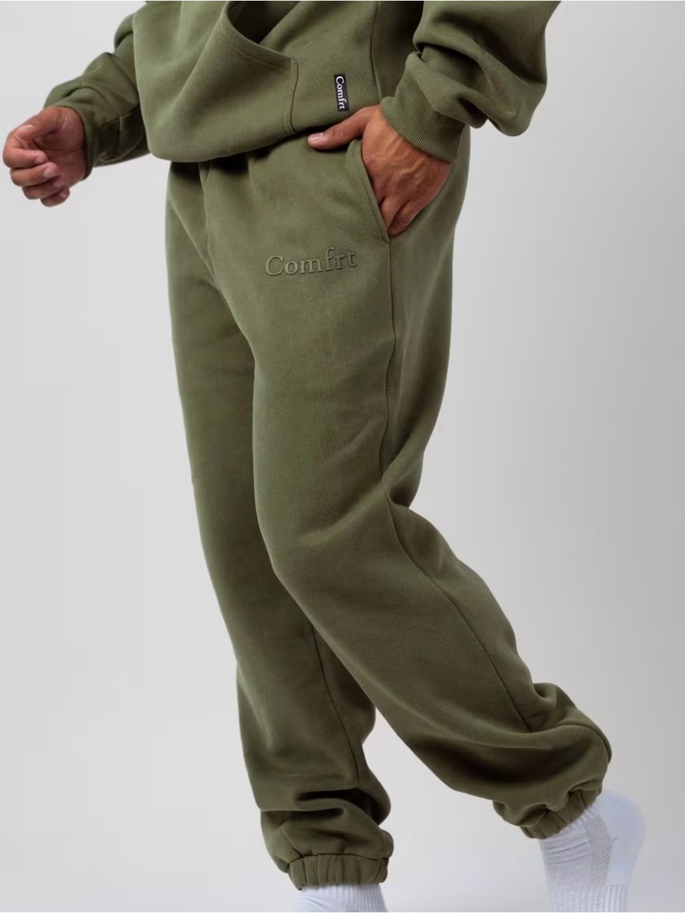 Unisex Large Comfrt Minimalist Sweatpants in Discontinued Olive Green